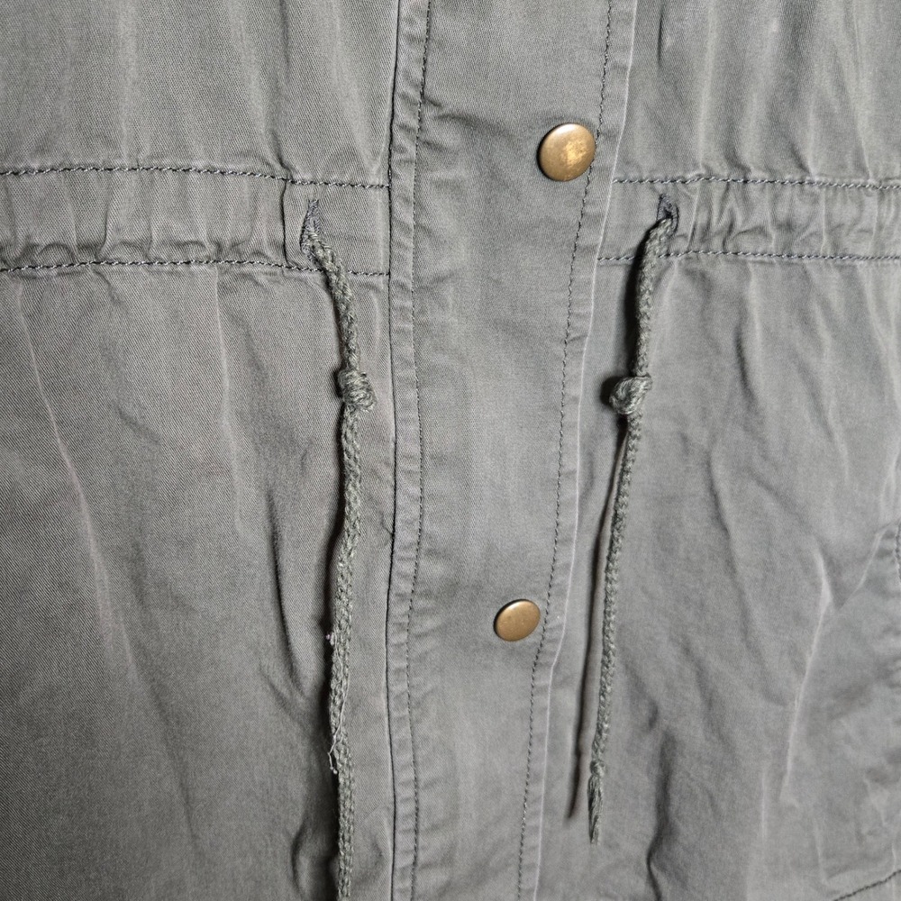 Mudd Olive Green Utility Anorak Jacket XL Gray Knit Sleeve Hoodie Military Indie - Picture 8 of 8